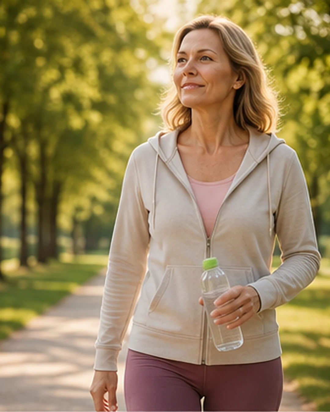 Donna adulta durante una passeggiata in un parco