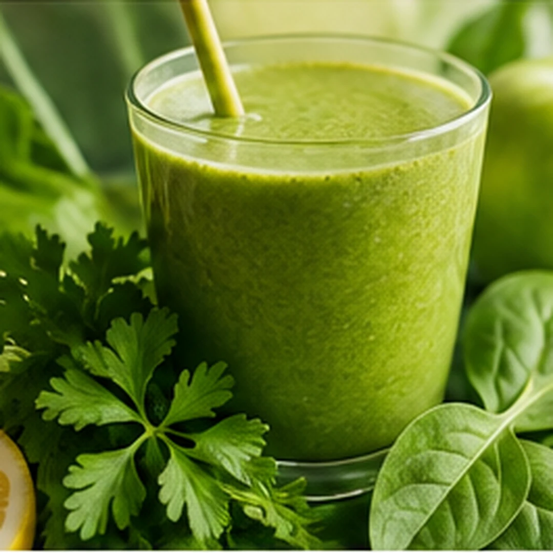 Bevanda verde con ingredienti vegetali